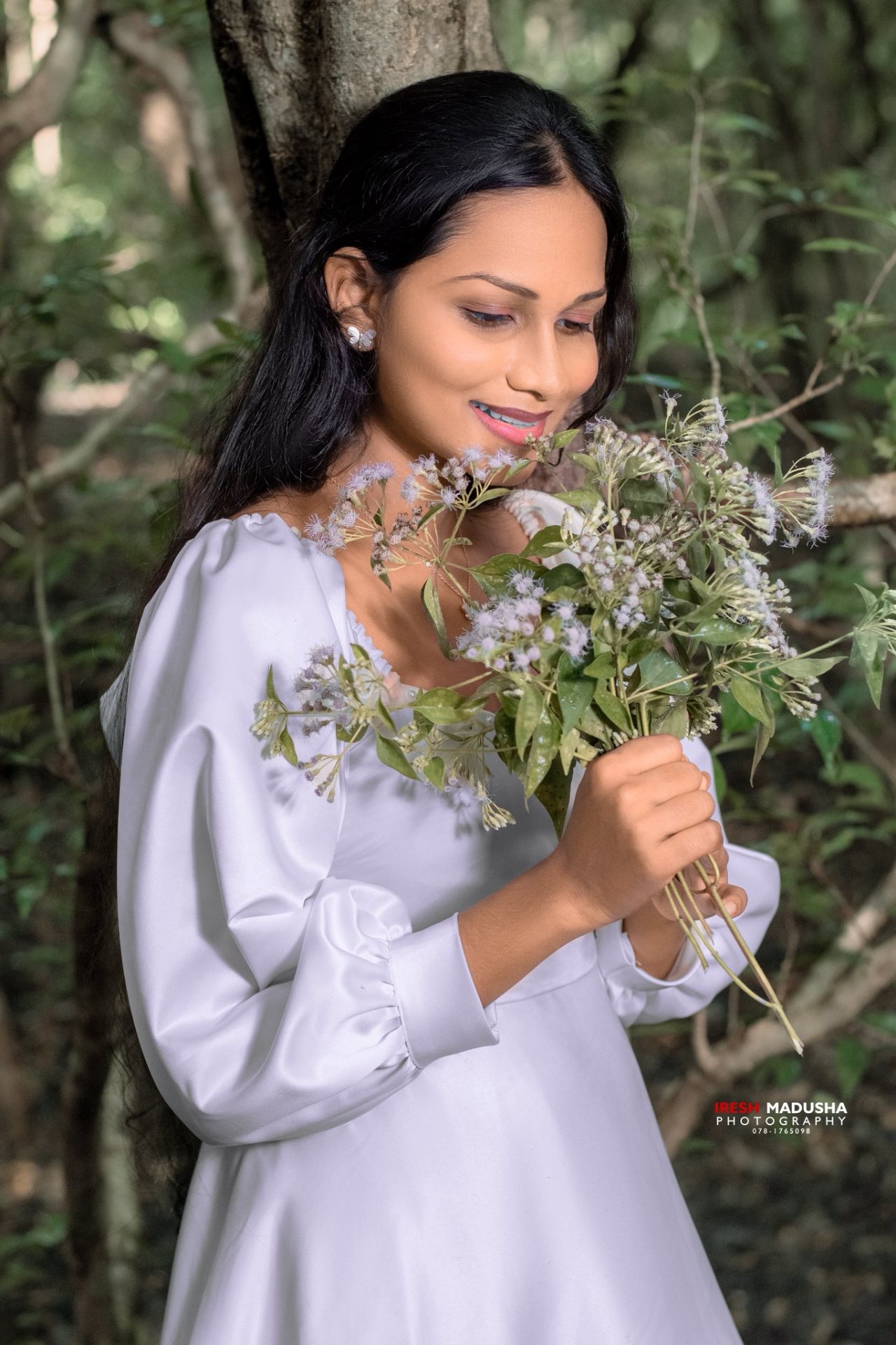 Graceful moment with wildflowers