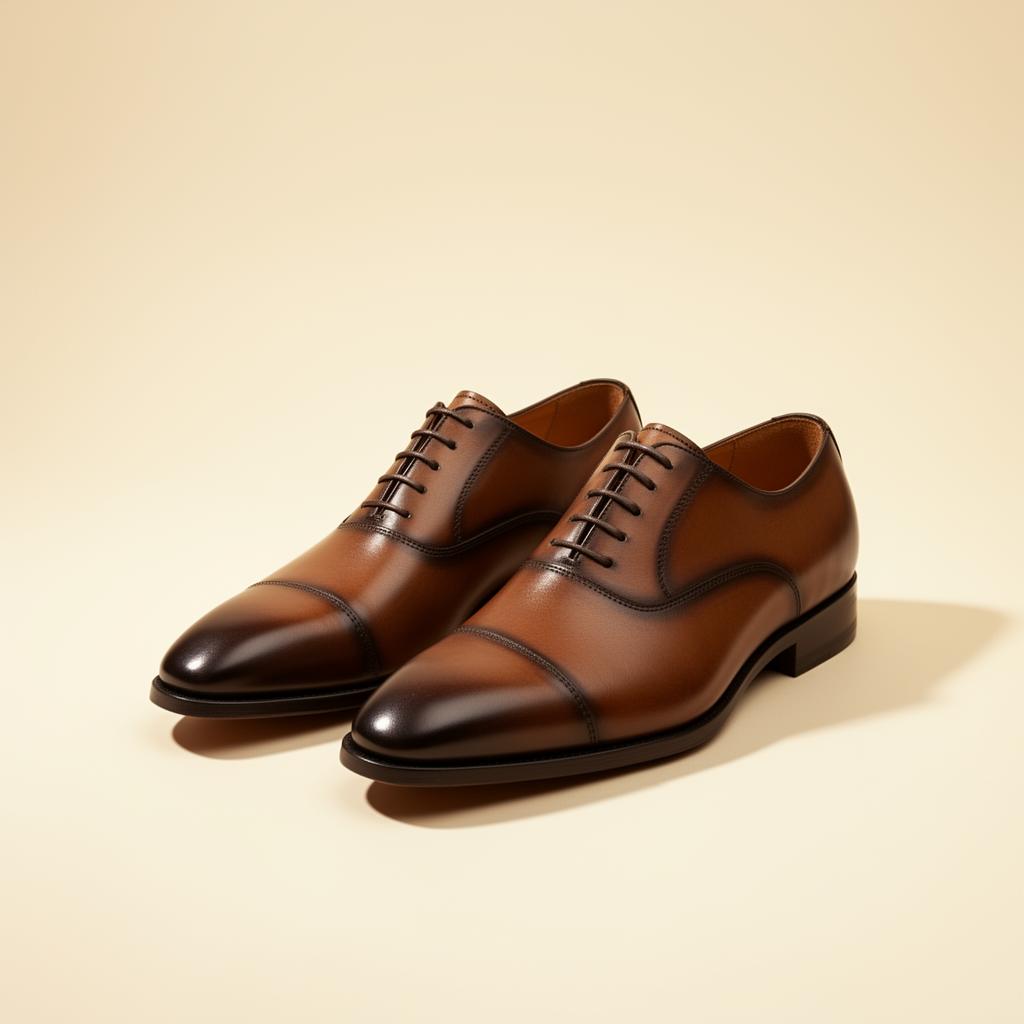 Handcrafted leather shoes studio shot